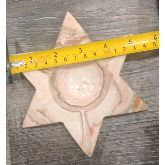 6 Pointed Star of David Onyx Stone Tealight Votive Candle Holder Ashtray 5x6x1" - Picture 7 of 9